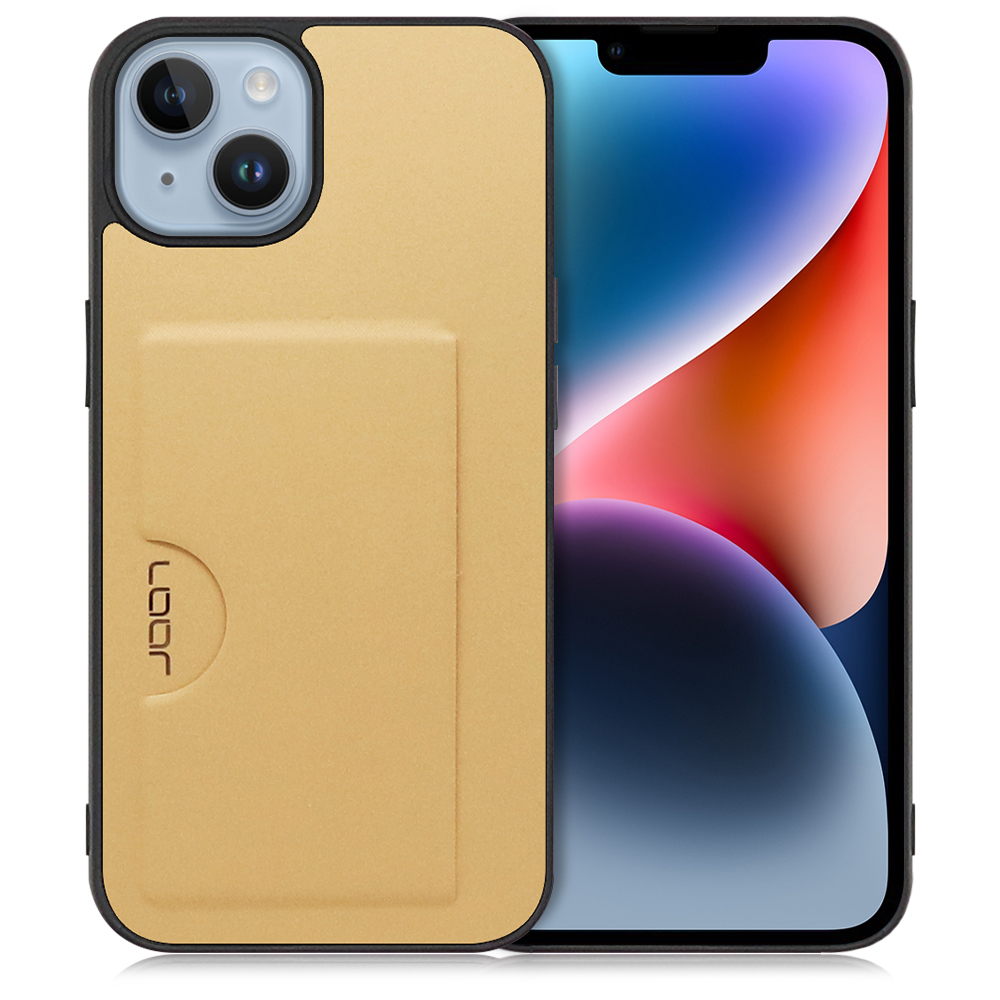 LOOF SKIN SLIM-SLOT Series iPhone 14 用 [ゴールド] スマホケース スマホカバー 背面カード 収納付き 薄い ポケット カード収納