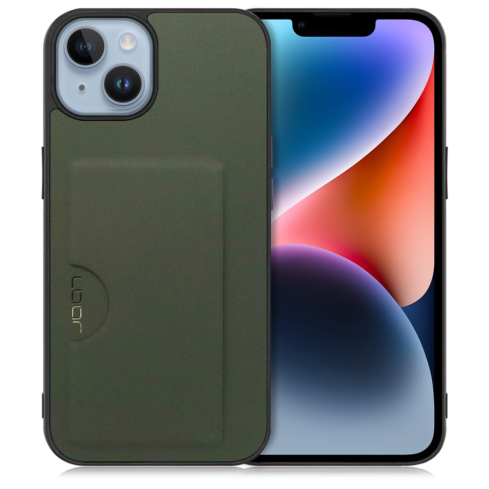 LOOF SKIN SLIM-SLOT Series iPhone 14 用 [エバーグリーン] スマホケース スマホカバー 背面カード 収納付き 薄い ポケット カード収納