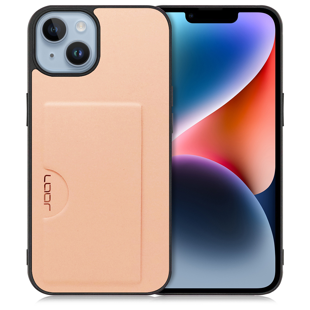 LOOF SKIN SLIM-SLOT Series iPhone 14 用 [アンバーローズ] スマホケース スマホカバー 背面カード 収納付き 薄い ポケット カード収納