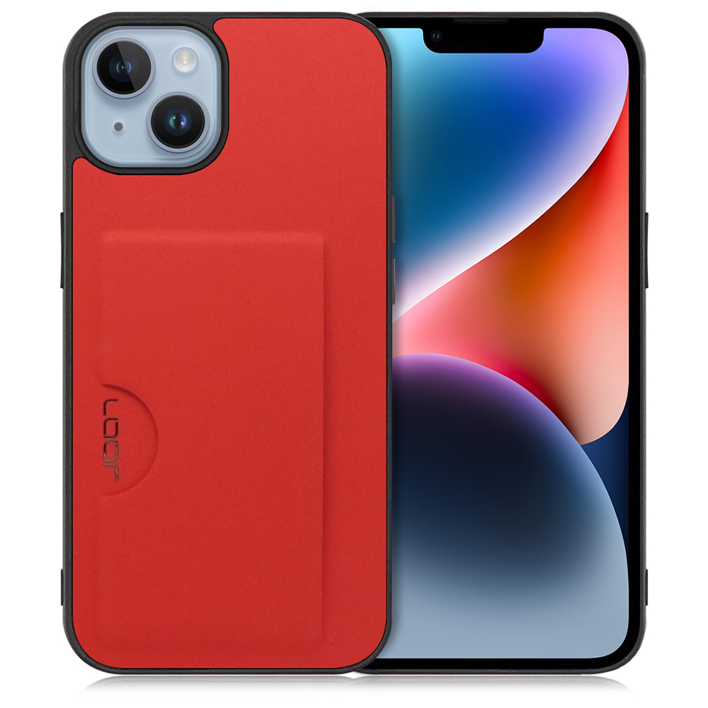LOOF SKIN SLIM-SLOT Series iPhone 14 用 [レッド] スマホケース スマホカバー 背面カード 収納付き 薄い ポケット カード収納