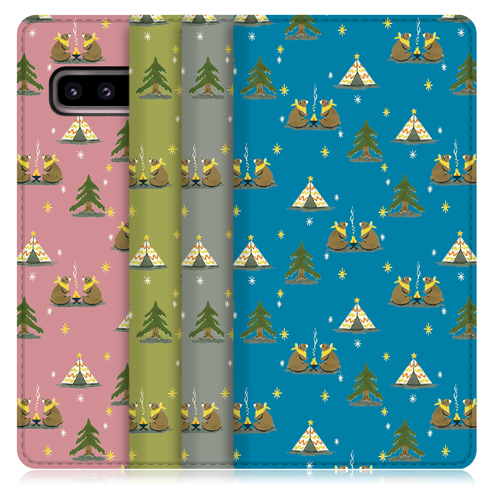 LOOF ANLOOF Galaxy S10 (docomo:SC-03L au:SCV41)用  高品質 手帳型ケース カード収納付き ベルトなし [-Camping Bear-]