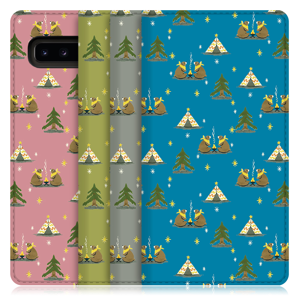 LOOF ANLOOF Galaxy S10+ (docomo:SC-04L au:SCV42)用  高品質 手帳型ケース カード収納付き ベルトなし [-Camping Bear-]