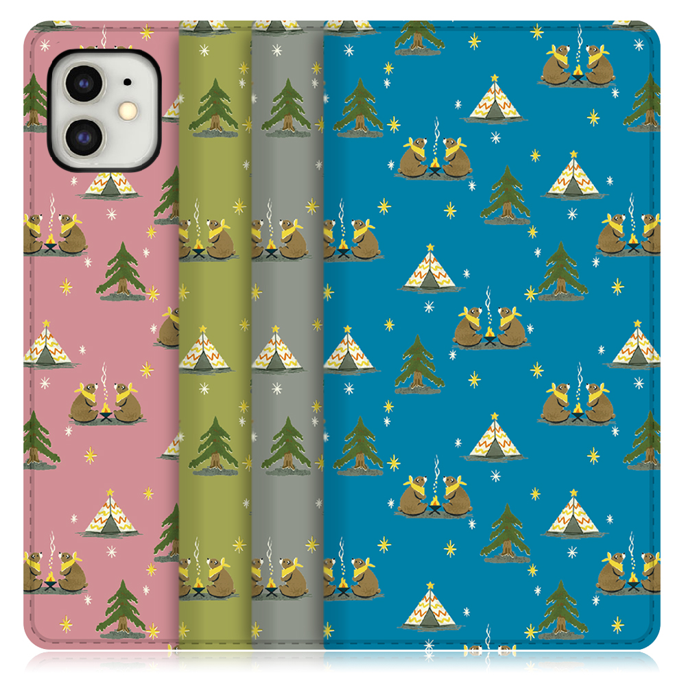 LOOF ANLOOF iPhone 11 用 高品質 手帳型ケース カード収納付き ベルトなし [-Camping Bear-]