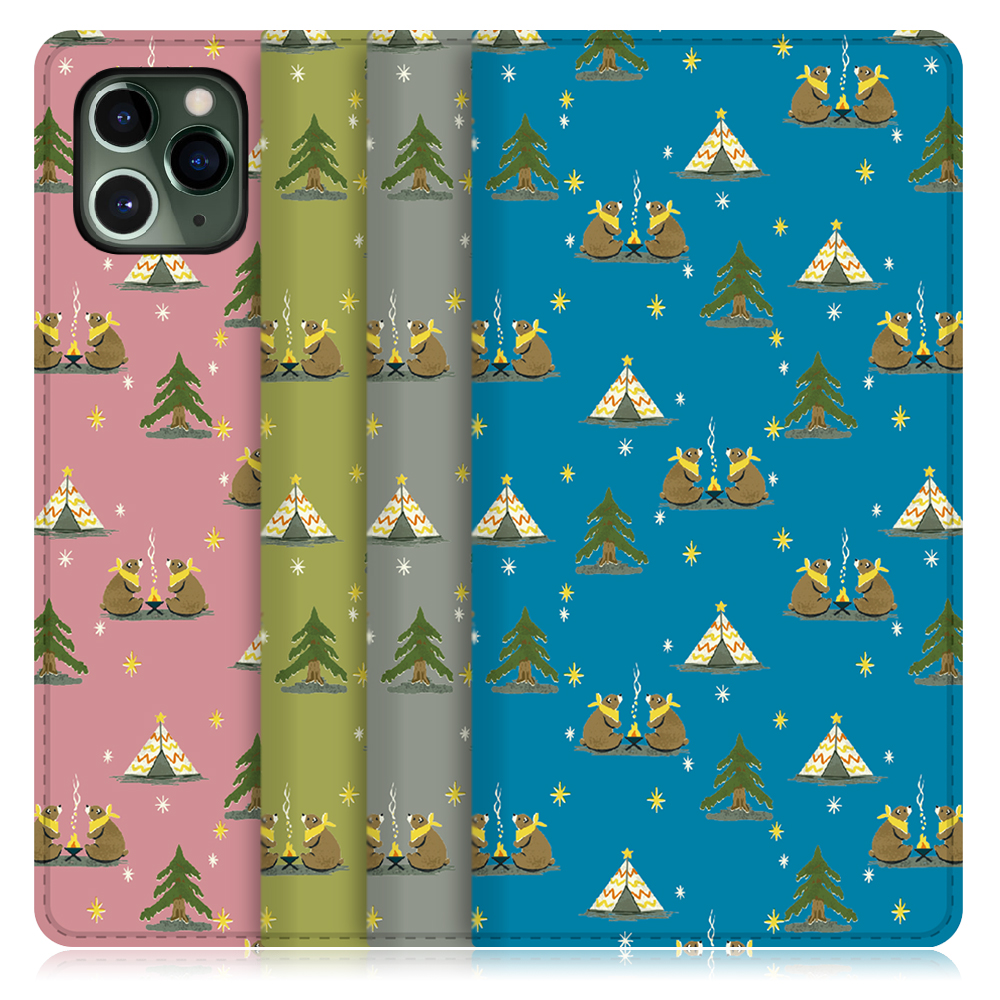 LOOF ANLOOF iPhone 11 Pro 用 高品質 手帳型ケース カード収納付き ベルトなし [-Camping Bear-]