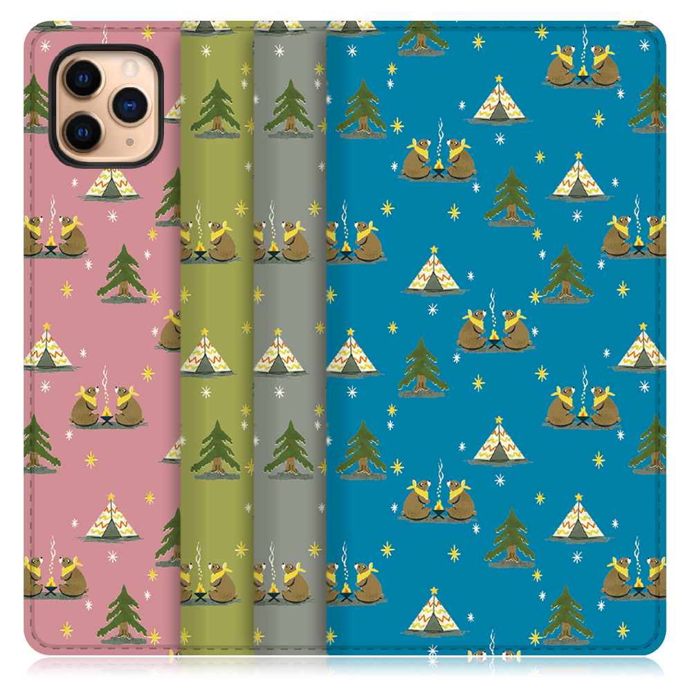 LOOF ANLOOF iPhone 11 Pro Max 用 高品質 手帳型ケース カード収納付き ベルトなし [-Camping Bear-]