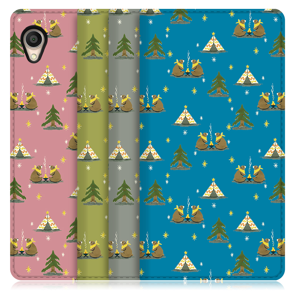 LOOF ANLOOF ZenFone Live (L1) / ZA550KL用  高品質 手帳型ケース カード収納付き ベルトなし [-Camping Bear-]