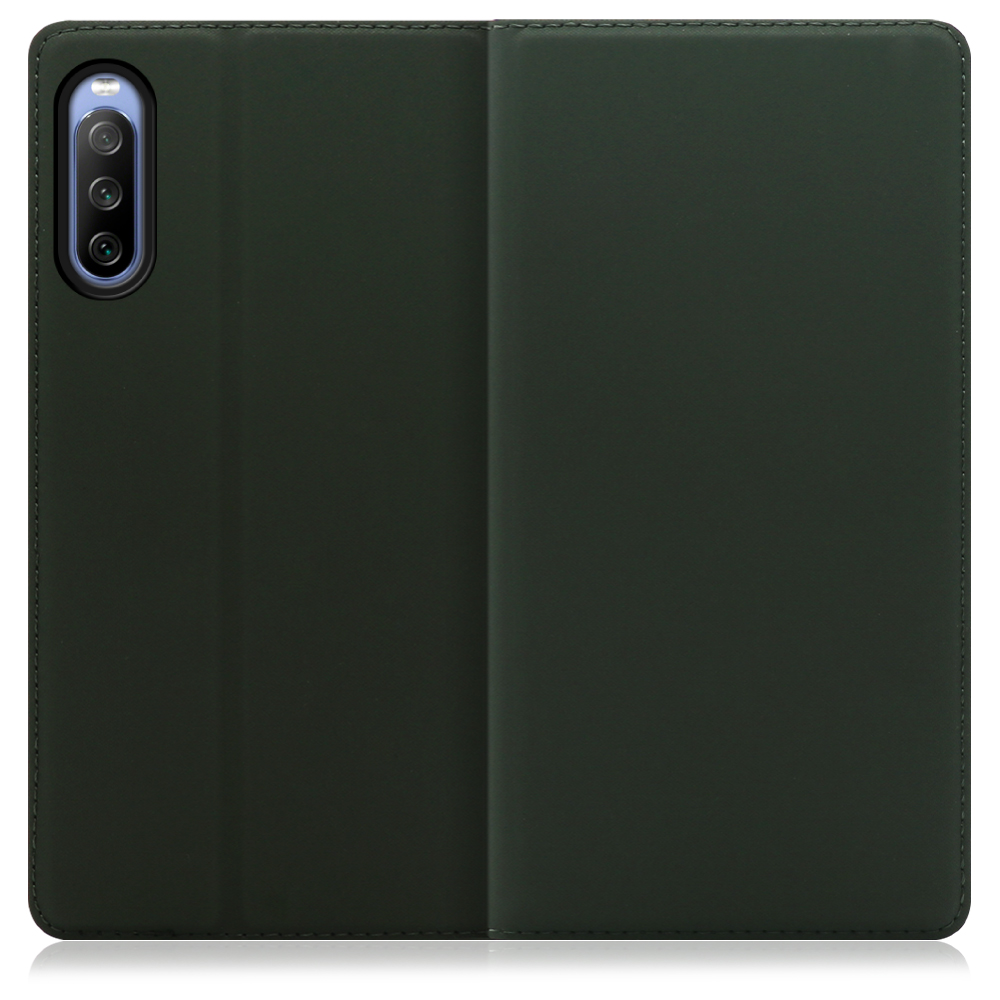 LOOF Skin slim Xperia 10 IV / SO-52C / SOG07 用 [エバーグリーン] 薄い 軽量 手帳型ケース カード収納 幅広ポケット ベルトなし