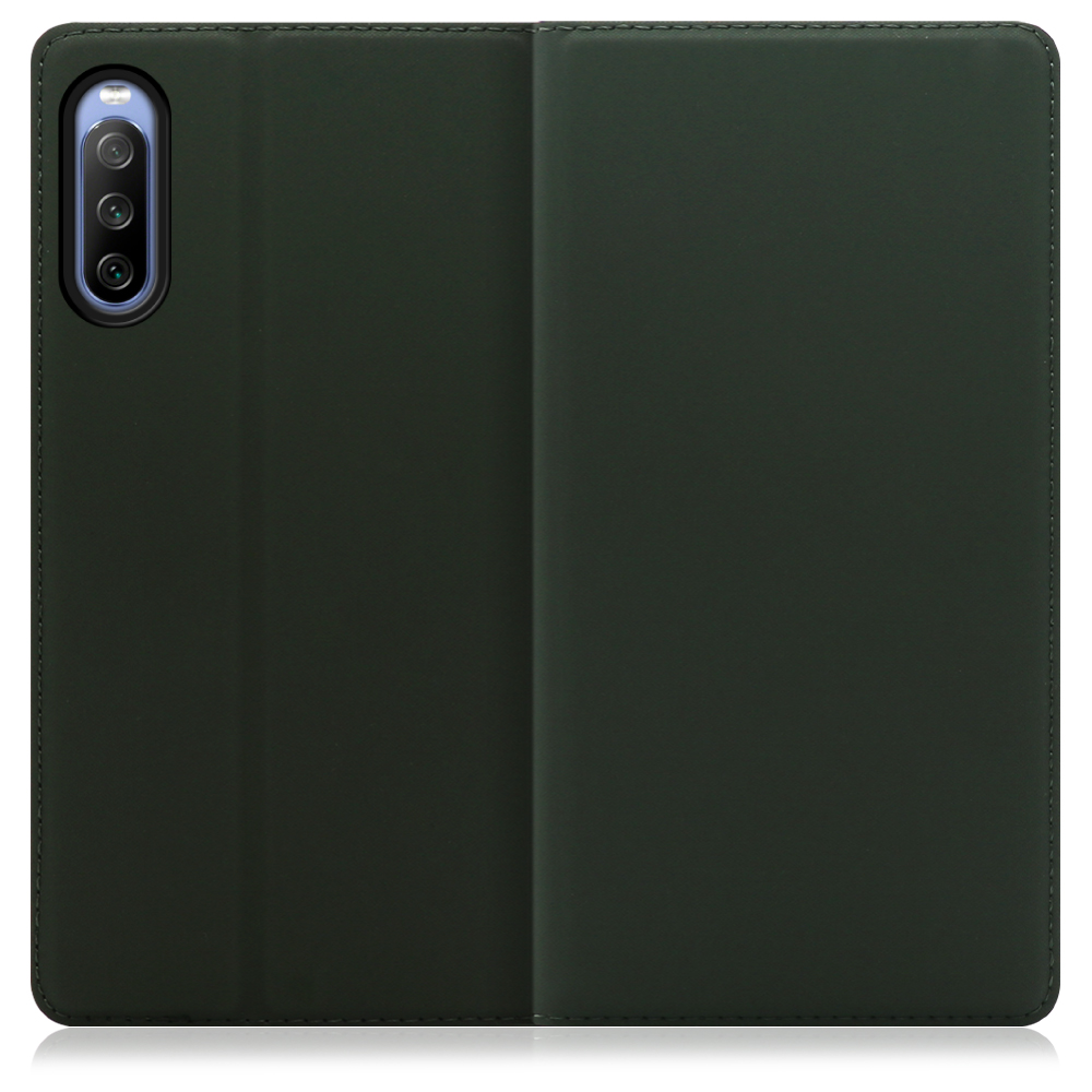 LOOF SKIN SLIM Xperia 10 IV / SO-52C / SOG07 用 [エバーグリーン] 薄い 軽量 手帳型ケース カード収納 幅広ポケット ベルトなし