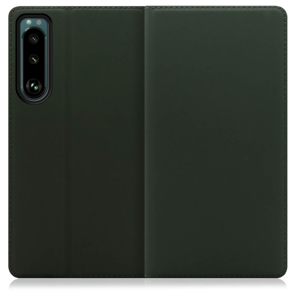 LOOF Skin slim Series Xperia 5 III ( SO-53B / SOG05 ) [エバーグリーン] 薄い 軽量 手帳型ケース カード収納 幅広ポケット ベルトなし