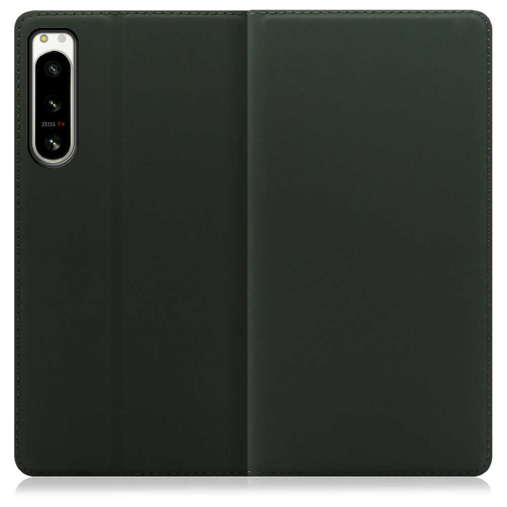 LOOF Skin slim Series Xperia 5 IV SO-54C / SOG09 用 [エバーグリーン] 薄い 軽量 手帳型ケース カード収納 幅広ポケット ベルトなし