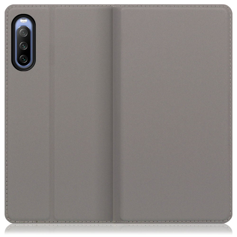 LOOF Skin slim Xperia 10 IV / SO-52C / SOG07 用 [グレー] 薄い 軽量 手帳型ケース カード収納 幅広ポケット ベルトなし