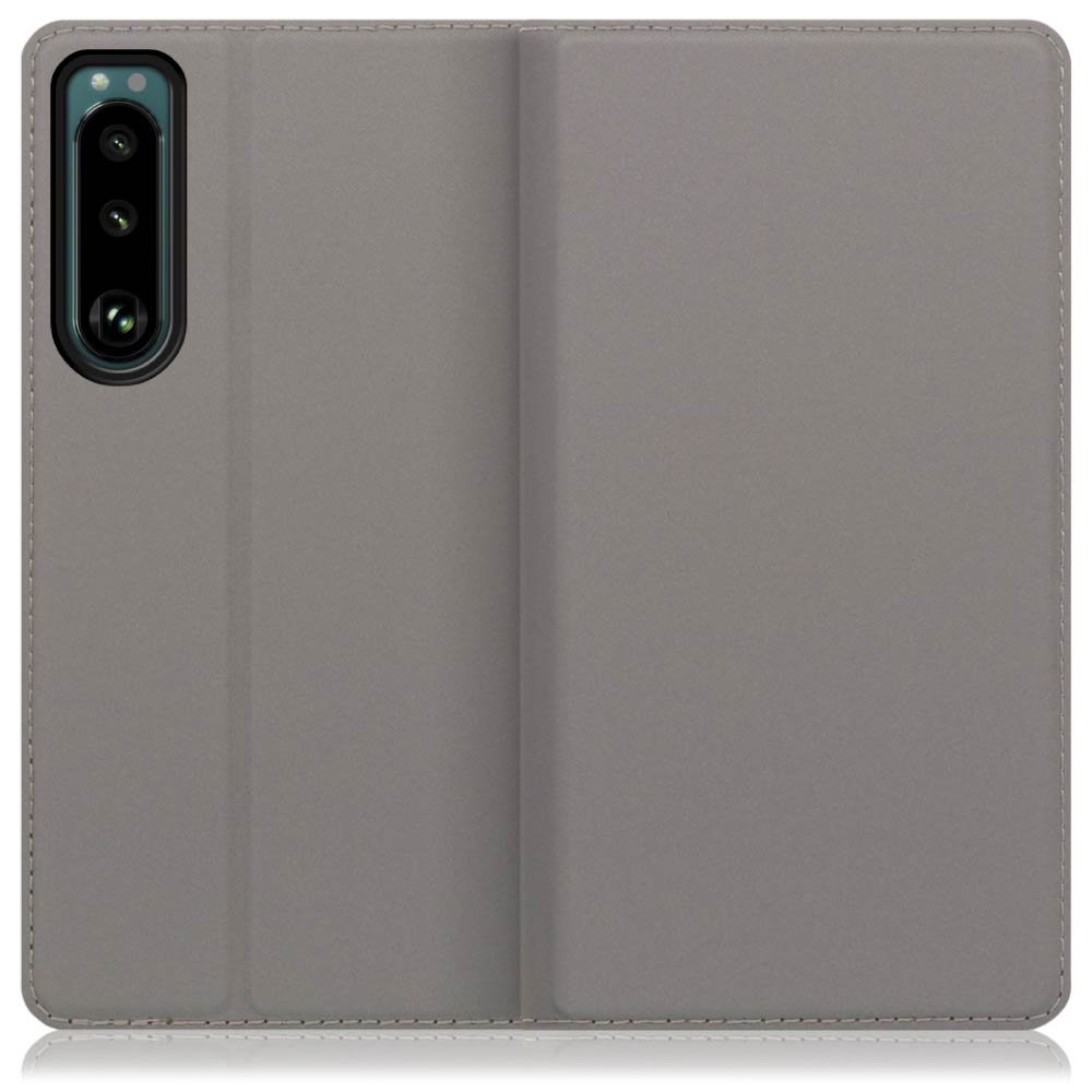 LOOF Skin slim Series Xperia 5 III ( SO-53B / SOG05 ) [グレー] 薄い 軽量 手帳型ケース カード収納 幅広ポケット ベルトなし
