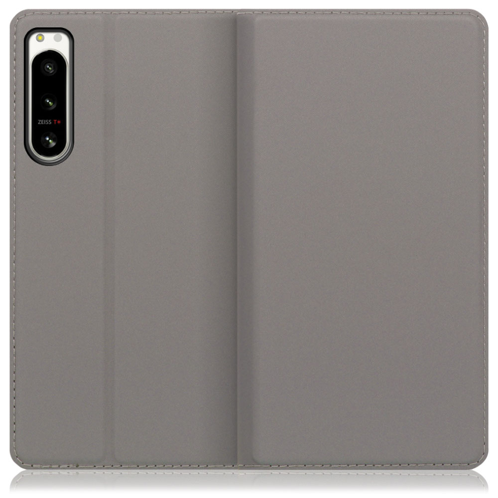 LOOF Skin slim Series Xperia 5 IV SO-54C / SOG09 用 [グレー] 薄い 軽量 手帳型ケース カード収納 幅広ポケット ベルトなし