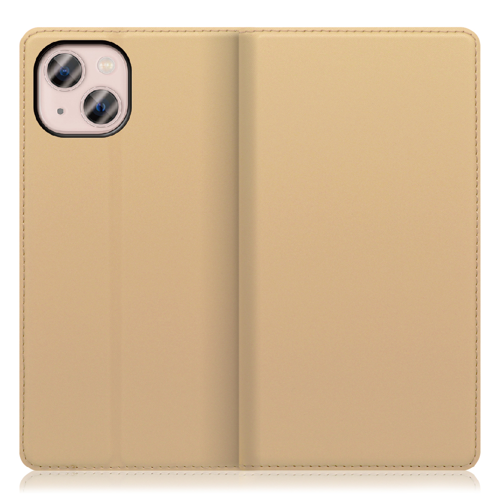 LOOF Skin slim Series iPhone 13  [ゴールド] 薄い 軽量 手帳型ケース カード収納 幅広ポケット ベルトなし
