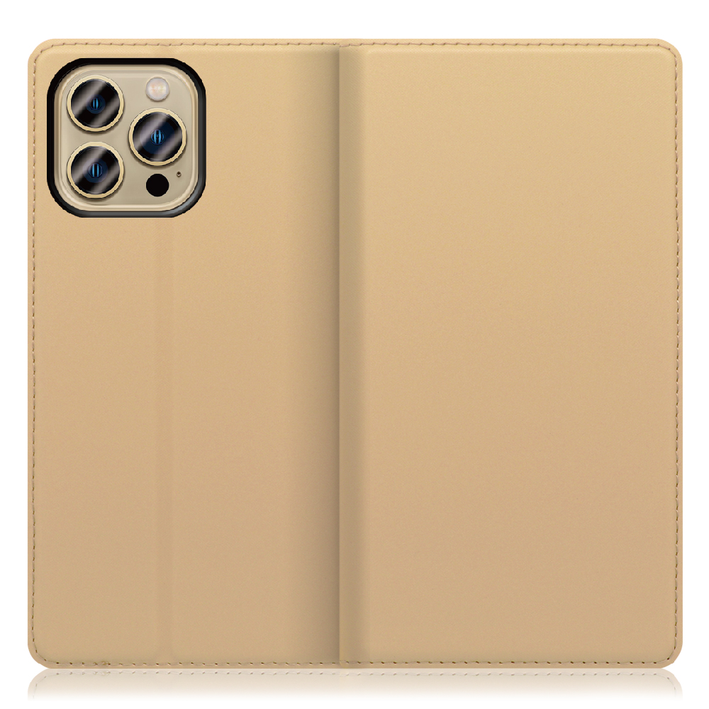 LOOF Skin slim Series iPhone 13 Pro Max [ゴールド] 薄い 軽量 手帳型ケース カード収納 幅広ポケット ベルトなし