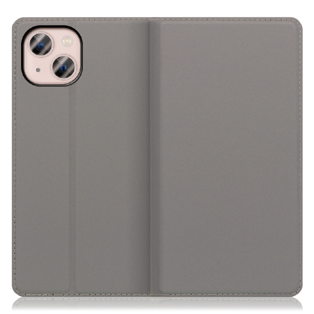 LOOF Skin slim Series iPhone 13  [グレー] 薄い 軽量 手帳型ケース カード収納 幅広ポケット ベルトなし