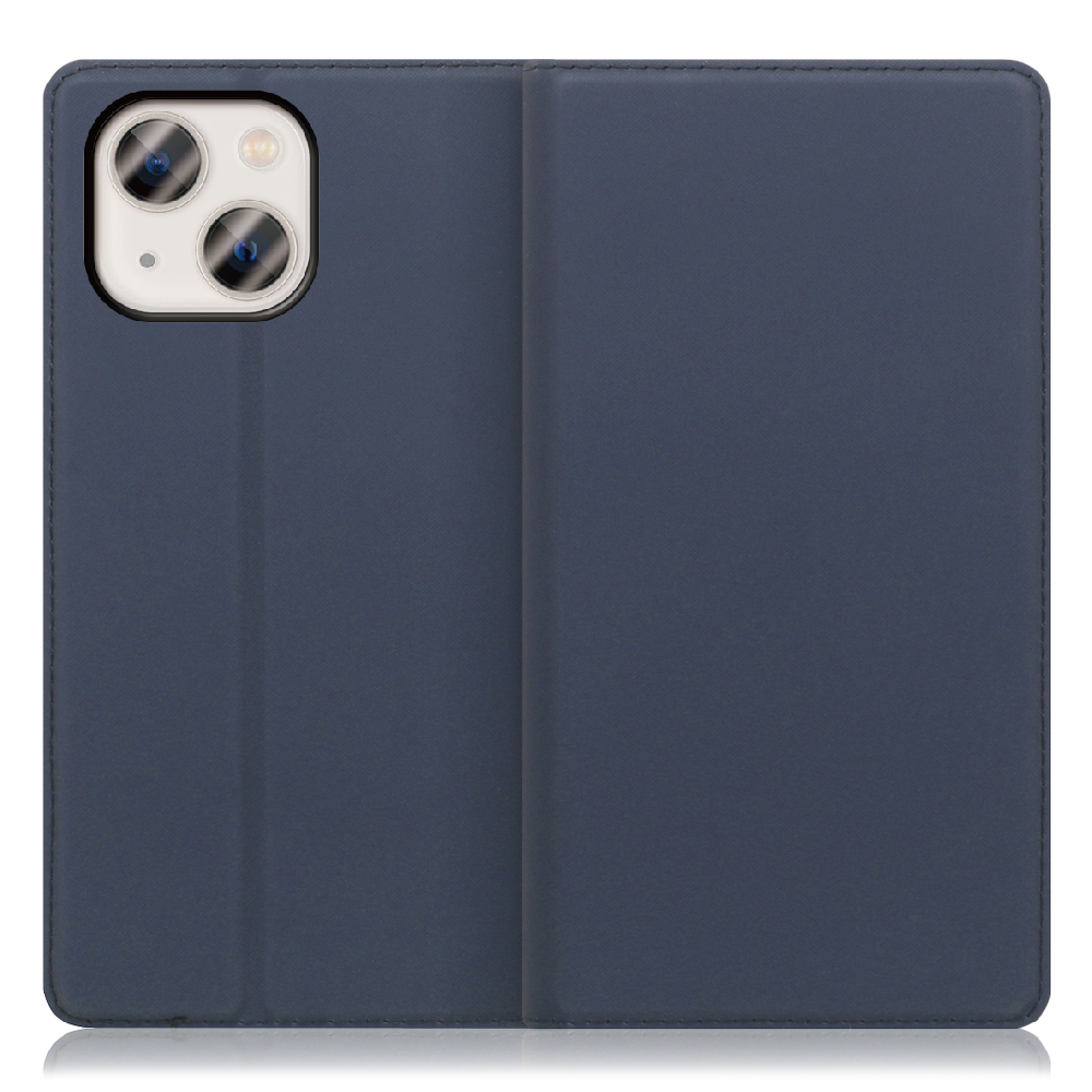 LOOF Skin slim Series iPhone 13 mini [ネイビー] 薄い 軽量 手帳型ケース カード収納 幅広ポケット ベルトなし
