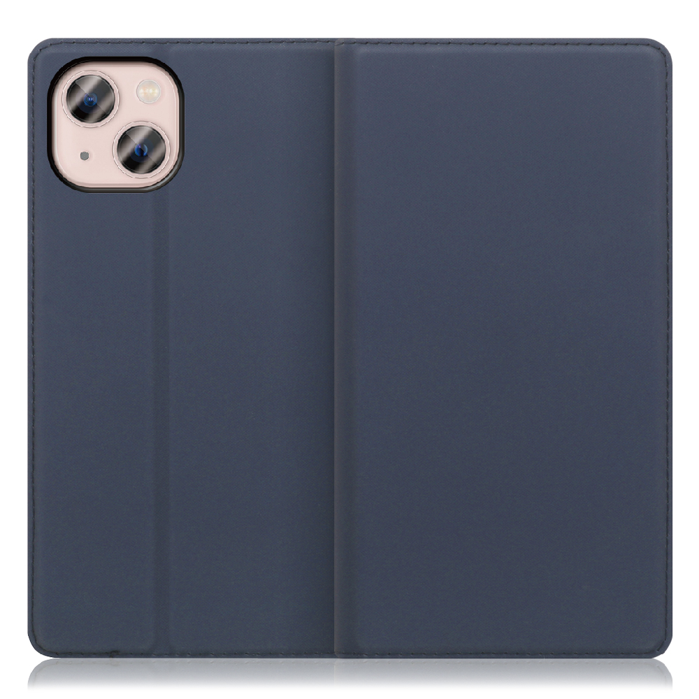 LOOF Skin slim Series iPhone 13  [ネイビー] 薄い 軽量 手帳型ケース カード収納 幅広ポケット ベルトなし