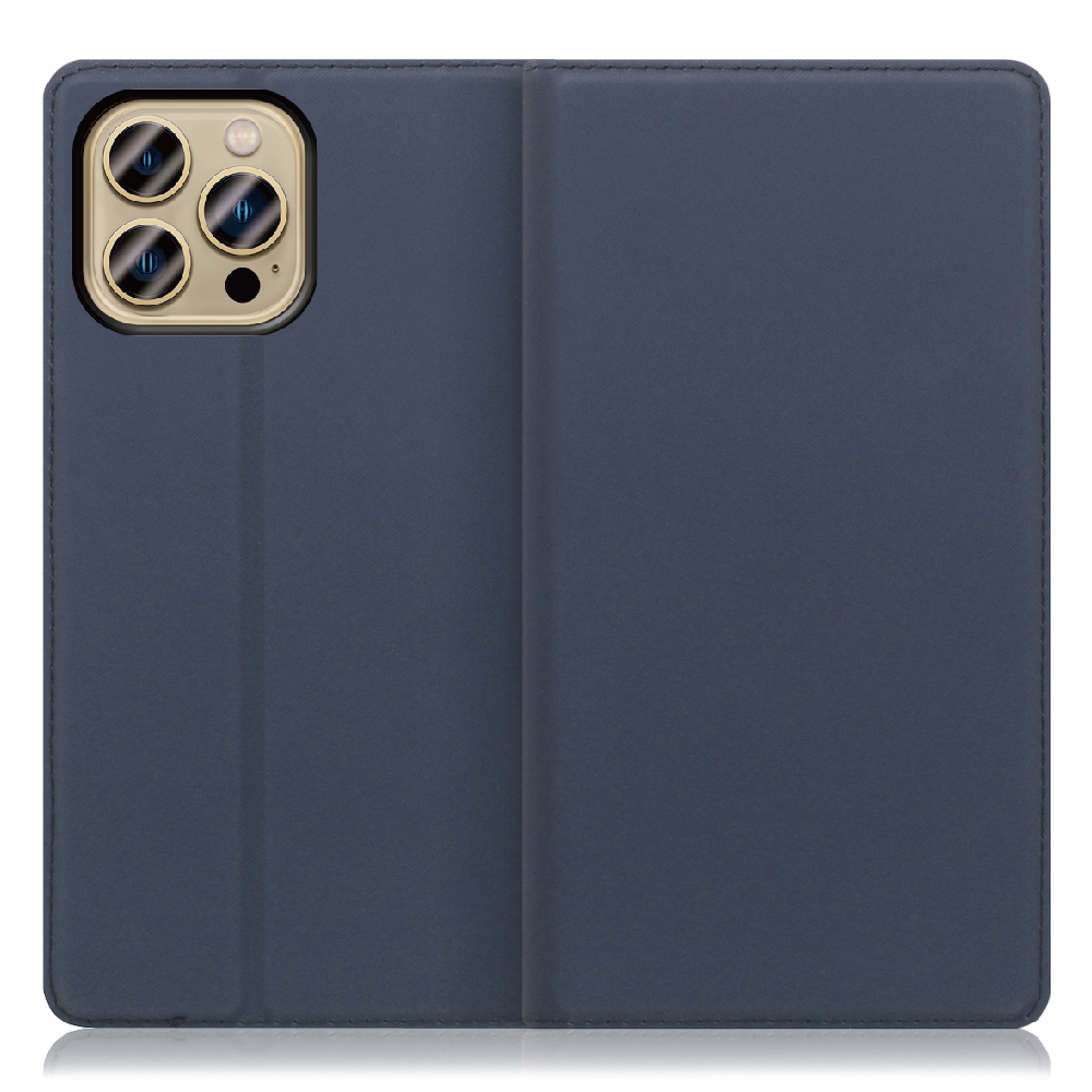 LOOF Skin slim Series iPhone 13 Pro Max [ネイビー] 薄い 軽量 手帳型ケース カード収納 幅広ポケット ベルトなし