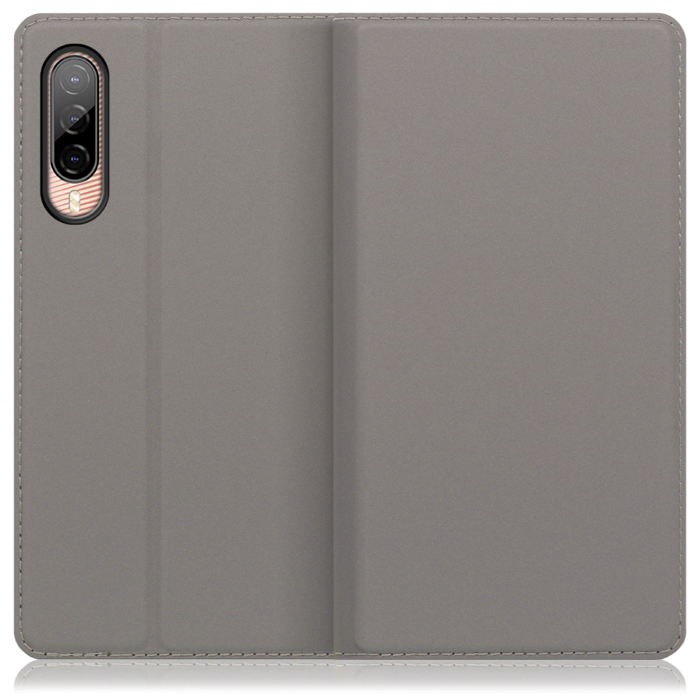 LOOF SKIN SLIM HTC Desire 22 pro 用 [グレー] 薄い 軽量 手帳型ケース カード収納 幅広ポケット ベルトなし