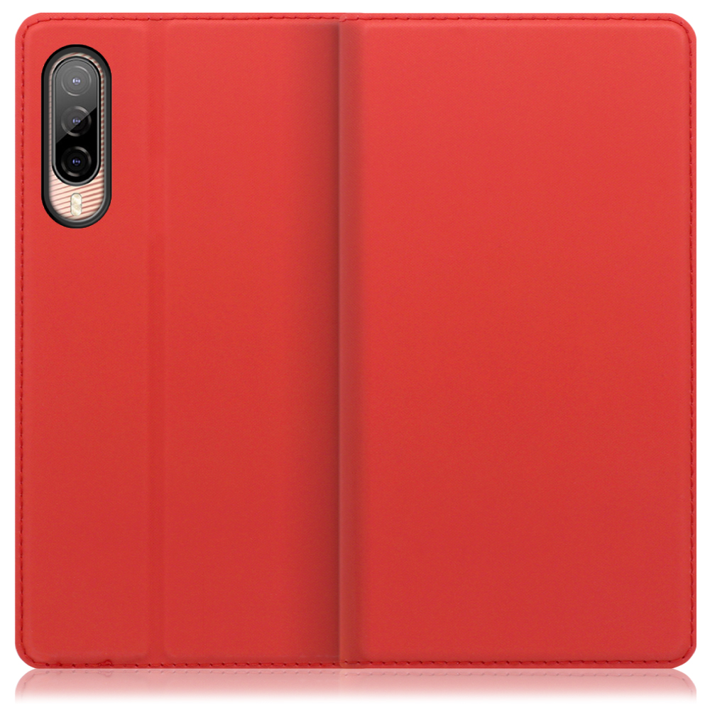 LOOF SKIN SLIM HTC Desire 22 pro 用 [レッド] 薄い 軽量 手帳型ケース カード収納 幅広ポケット ベルトなし