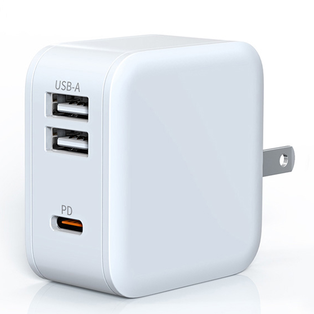 LOOF PD対応 20W ACアダプター 3ポート USB Type-A ×2 USB Type-C ×1 20W出力 100V～240V 海外対応 グローバル 海外  スマホ スマートフォン iPhone アンドロイド モバイル タブレット ゲーム機 折り畳み