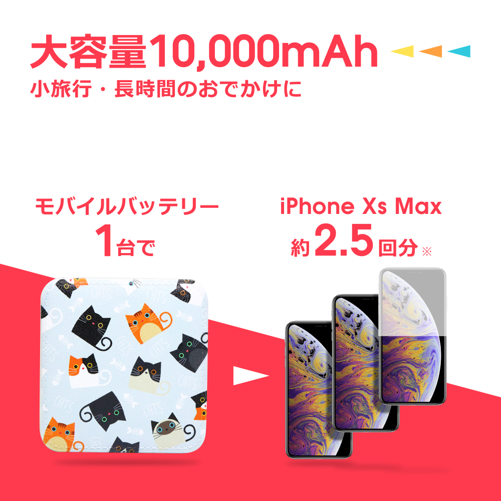 LOOF 10000mAh 2.1A モバイルバッテリー 急速充電 iPhone Android スマホ 軽量 軽い コンパクト