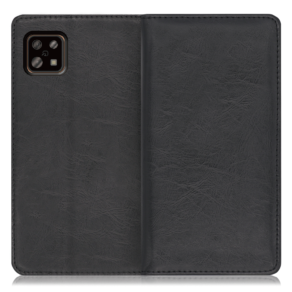 LOOF Royale AQUOS sense6 / sense6s / SHG05 / SH-54B / SHG07  [ブラック] 手帳型 ケース カバー スマホケース 財布型 ブック型 大容量 カード収納 スタンド ベルトなし スマホカバー 本革 高品質 パス入れ カード入れ ストラップ ホール