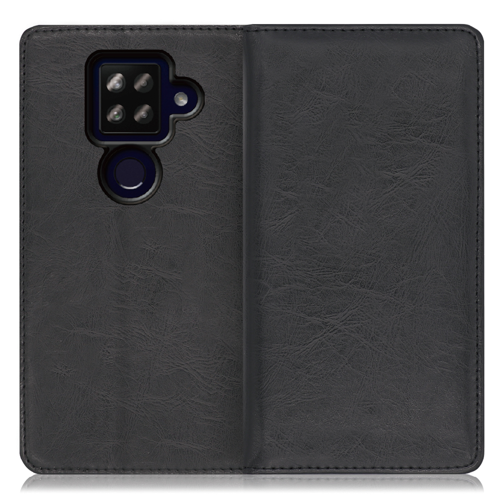 LOOF Royale AQUOS sense4 plus [ブラック] 手帳型 ケース カバー スマホケース 財布型 ブック型 大容量 カード収納 スタンド ベルトなし スマホカバー 本革 高品質 パス入れ カード入れ ストラップ ホール