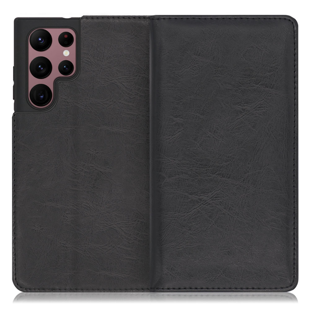 LOOF Royale Galaxy S22 Ultra SC-52C / SCG14 [ブラック] 手帳型 ケース カバー スマホケース 財布型 ブック型 大容量 カード収納 スタンド ベルトなし スマホカバー 本革 高品質 パス入れ カード入れ ストラップ ホール