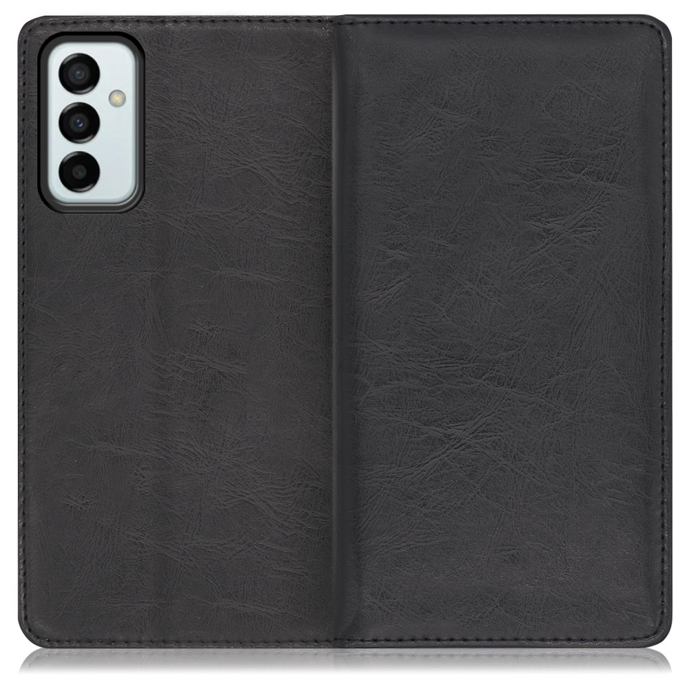 LOOF Royale Galaxy M23 5G [ブラック] 手帳型 ケース カバー スマホケース 財布型 ブック型 大容量 カード収納 スタンド ベルトなし スマホカバー 本革 高品質 パス入れ カード入れ ストラップ ホール