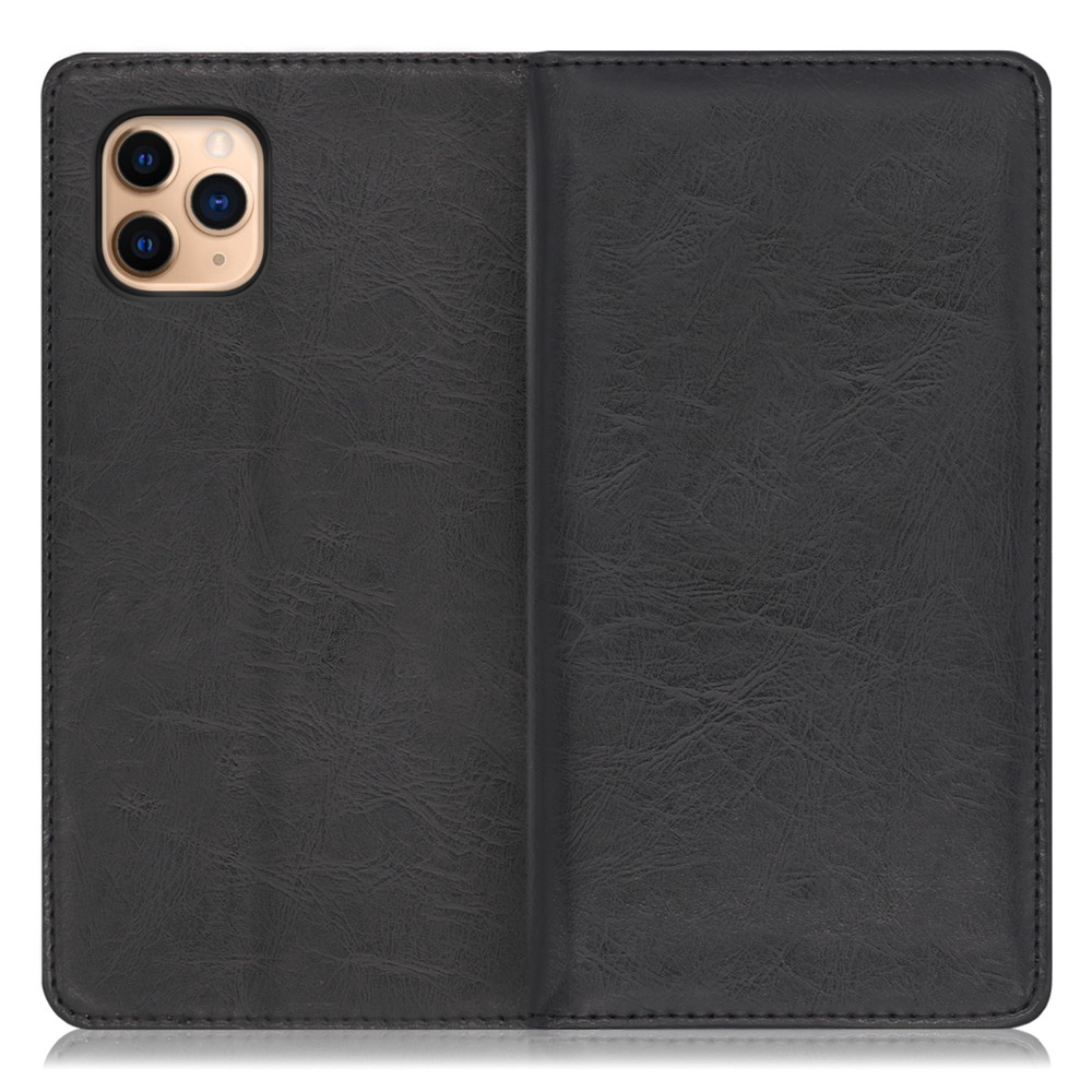 LOOF Royale iPhone 11 Pro Max [ブラック] 手帳型 ケース カバー スマホケース 財布型 ブック型 大容量 カード収納 スタンド ベルトなし スマホカバー 本革 高品質 パス入れ カード入れ ストラップ ホール