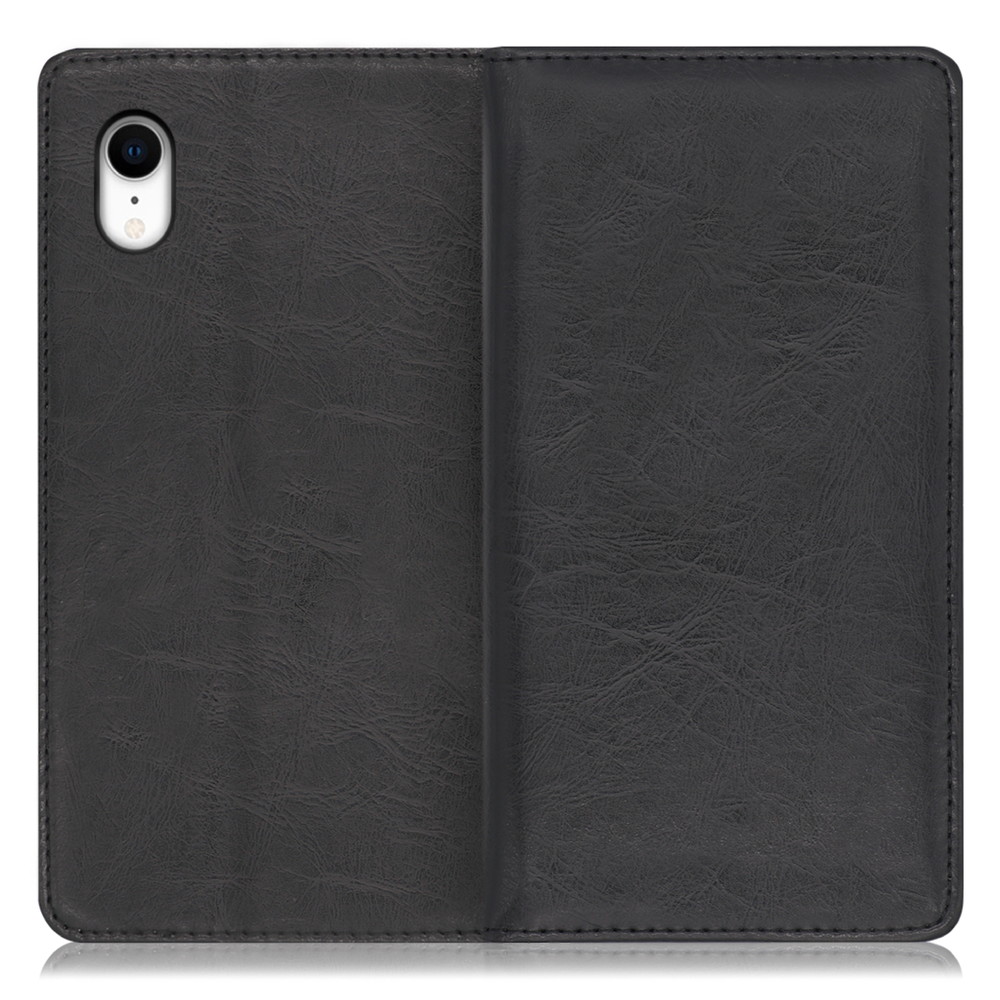 LOOF Royale iPhone XR [ブラック] 手帳型 ケース カバー スマホケース 財布型 ブック型 大容量 カード収納 スタンド ベルトなし スマホカバー 本革 高品質 パス入れ カード入れ ストラップ ホール