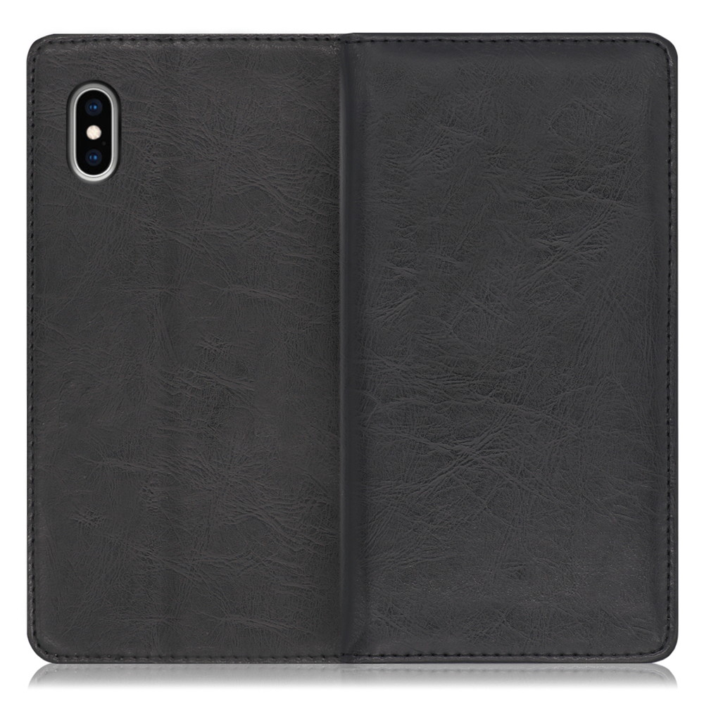 LOOF Royale iPhone XS Max [ブラック] 手帳型 ケース カバー スマホケース 財布型 ブック型 大容量 カード収納 スタンド ベルトなし スマホカバー 本革 高品質 パス入れ カード入れ ストラップ ホール
