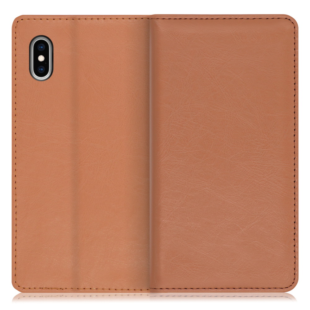 LOOF Royale iPhone XS Max [ブラウン] 手帳型 ケース カバー スマホケース 財布型 ブック型 大容量 カード収納 スタンド ベルトなし スマホカバー 本革 高品質 パス入れ カード入れ ストラップ ホール