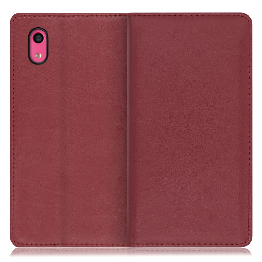 LOOF Royale KYOCERA おてがるスマホ01 / KYV44 [ワインレッド] 手帳型 ケース カバー スマホケース 財布型 ブック型 大容量 カード収納 スタンド ベルトなし スマホカバー 本革 高品質 パス入れ カード入れ ストラップ ホール