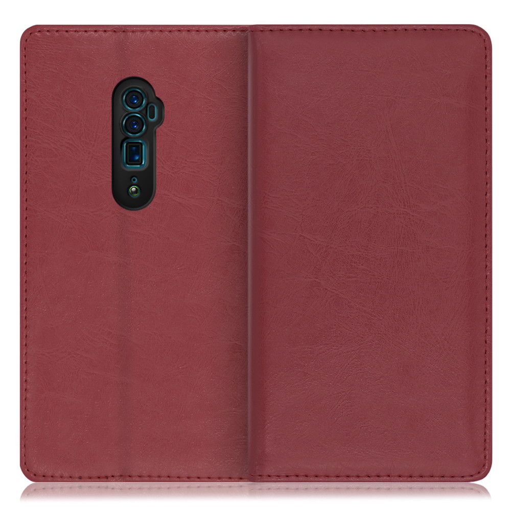 LOOF Royale OPPO Reno 10x Zoom [ワインレッド] 手帳型 ケース カバー スマホケース 財布型 ブック型 大容量 カード収納 スタンド ベルトなし スマホカバー 本革 高品質 パス入れ カード入れ ストラップ ホール