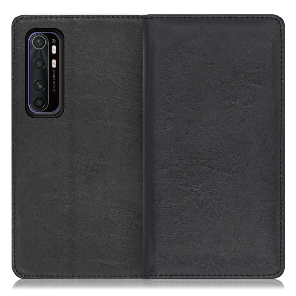 LOOF Royale Xiaomi Mi Note 10 Lite  [ブラック] 手帳型 ケース カバー スマホケース 財布型 ブック型 大容量 カード収納 スタンド ベルトなし スマホカバー 本革 高品質 パス入れ カード入れ ストラップ ホール
