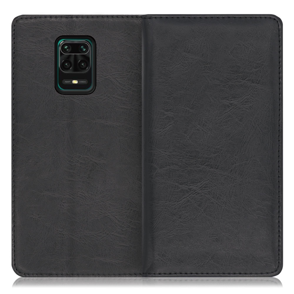 LOOF Royale Xiaomi Redmi Note 9S [ブラック] [ワインレッド] 手帳型 ケース カバー スマホケース 財布型 ブック型 大容量 カード収納 スタンド ベルトなし スマホカバー 本革 高品質 パス入れ カード入れ ストラップ ホール