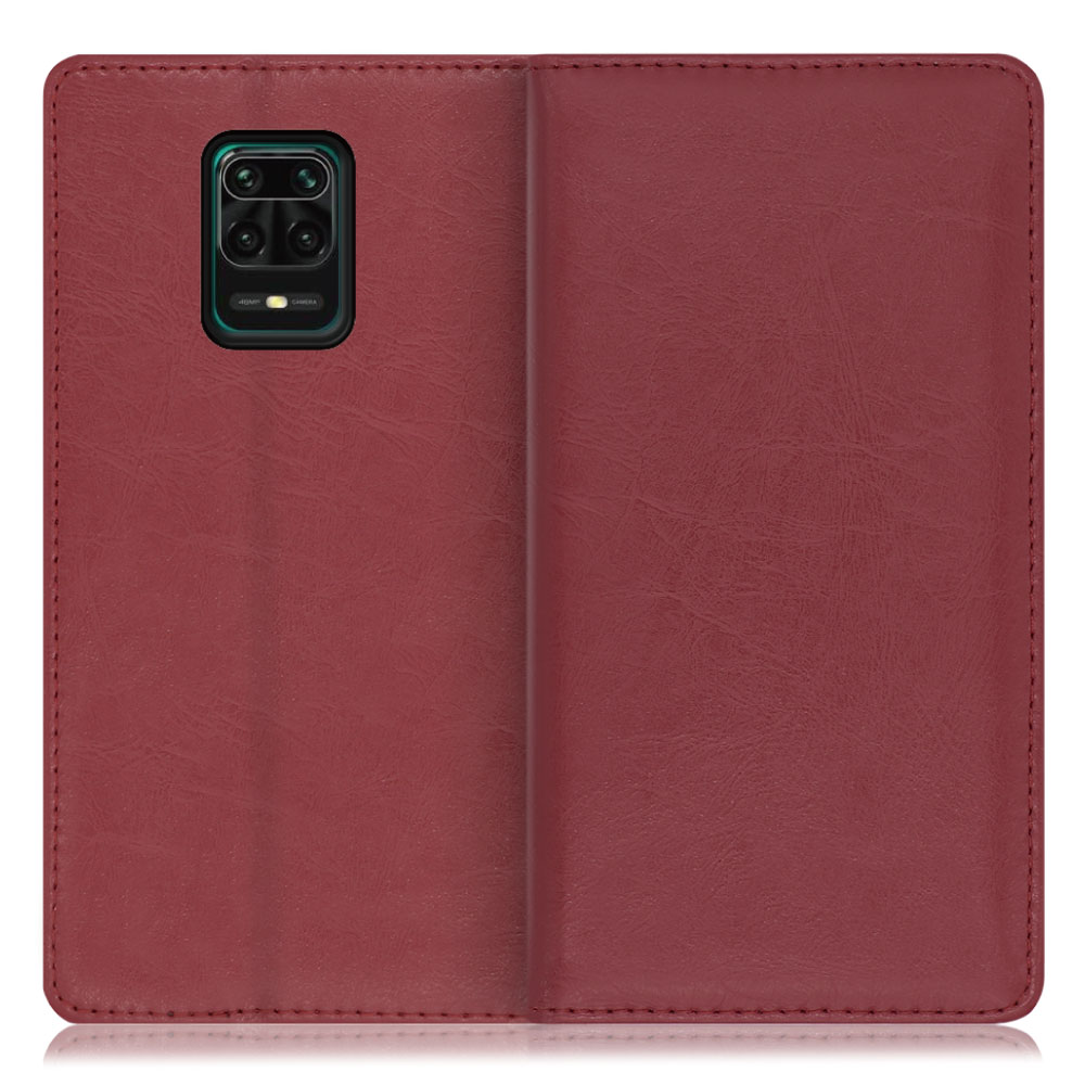 LOOF Royale Xiaomi Redmi Note 9S [ワインレッド] 手帳型 ケース カバー スマホケース 財布型 ブック型 大容量 カード収納 スタンド ベルトなし スマホカバー 本革 高品質 パス入れ カード入れ ストラップ ホール