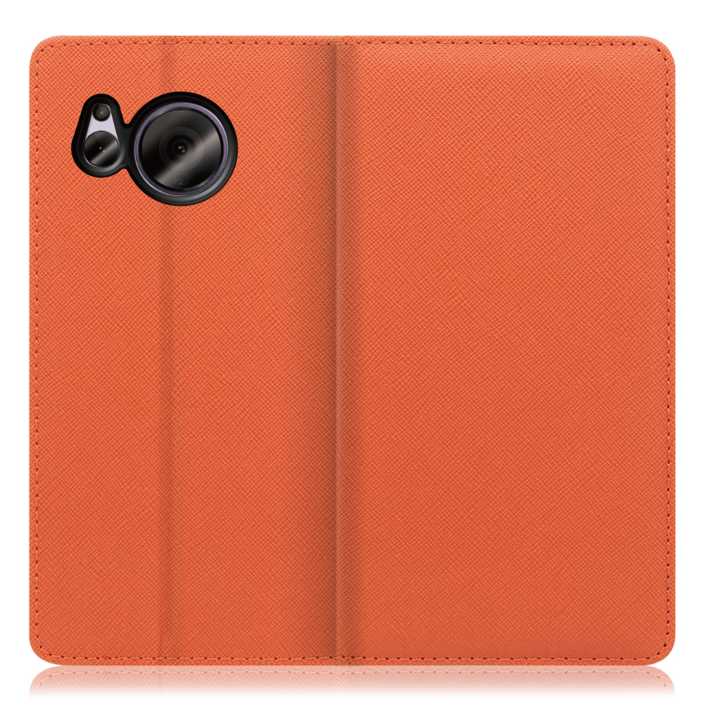 LOOF Casual Series AQUOS sense7 Plus 用 [オレンジ] シンプル 手帳型ケース カード収納 幅広ポケット ベルトなし