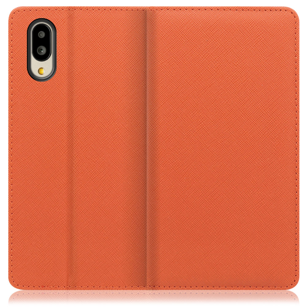 LOOF Casual Series AQUOS シンプルスマホ6 [オレンジ] シンプル 手帳型ケース カード収納 幅広ポケット 傷に強い ベルトなし