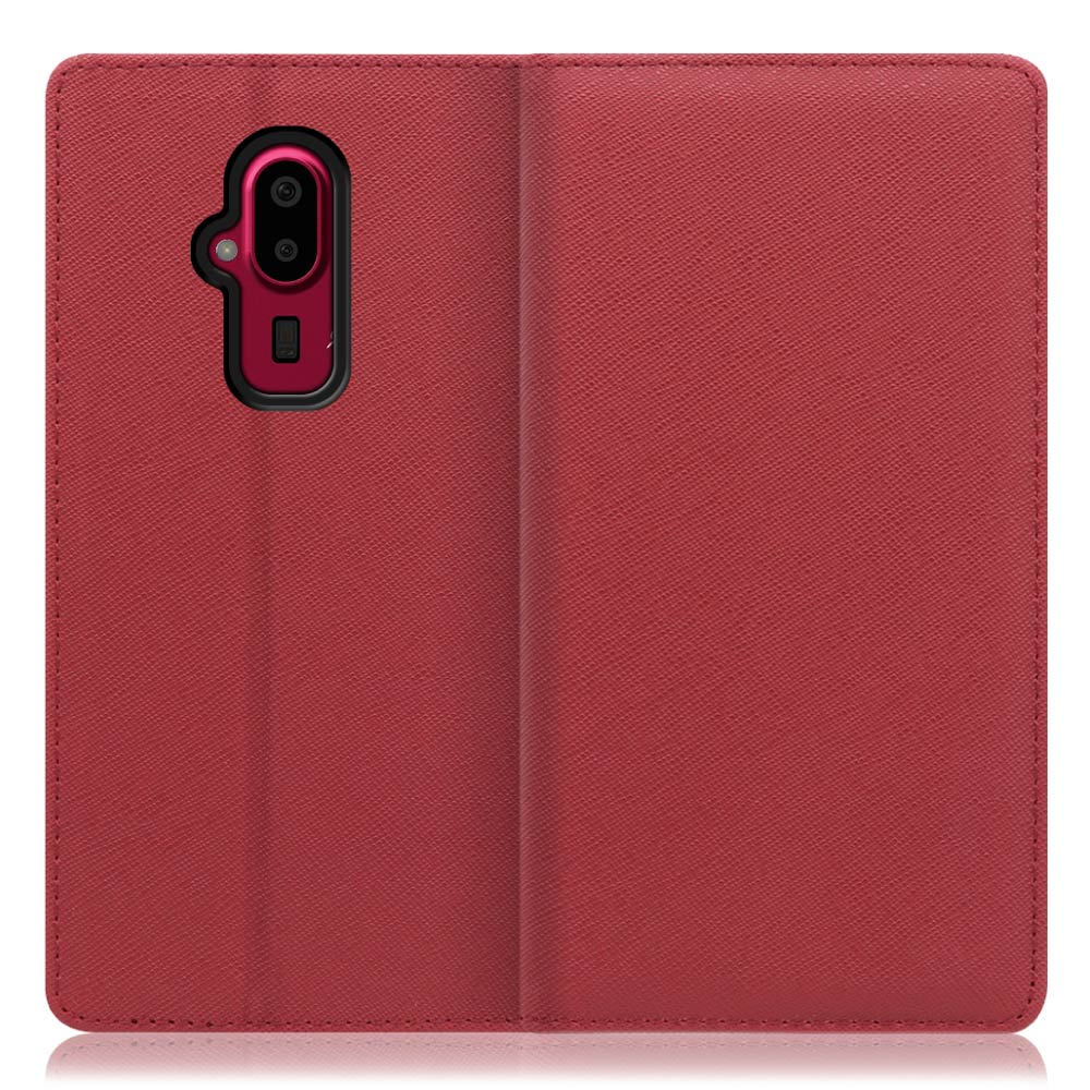 LOOF CASUAL Series FUJITSU らくらくスマートフォン F-52B 用 [レッド] 用 [レッド]シンプル 手帳型ケース カード収納 幅広ポケット ベルトなし