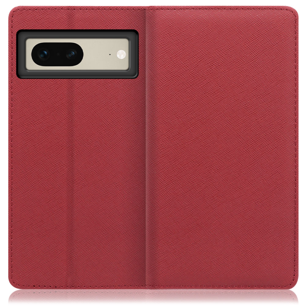 LOOF CASUAL Series Google Pixel 7 用 [レッド]シンプル 手帳型ケース カード収納 幅広ポケット ベルトなし