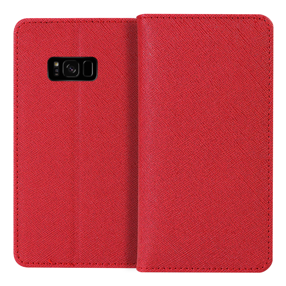 LooCo Official Shop LOOF CASUAL Series Galaxy S8 SC-02J SCV36 用  [レッド]シンプル 手帳型ケース カード収納 幅広ポケット ベルトなし