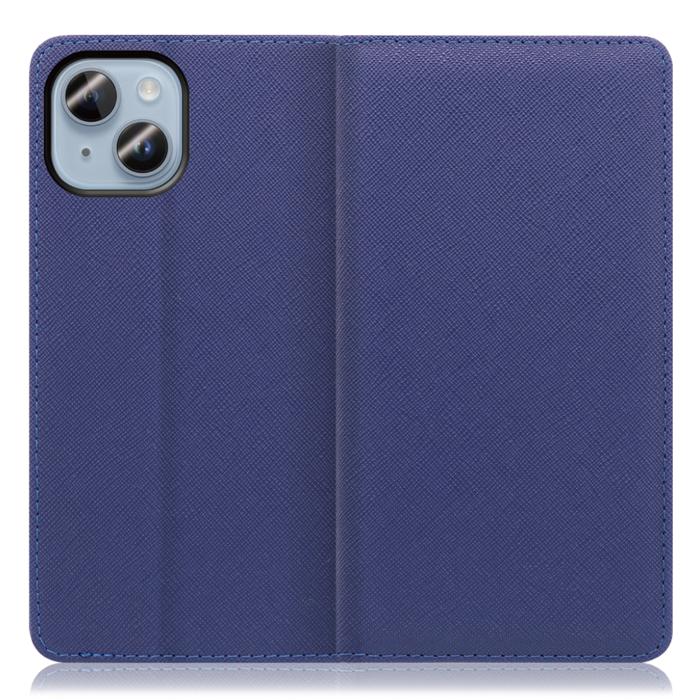 LOOF CASUAL Series iPhone 14 用 [ネイビー] シンプル 手帳型ケース カード収納 幅広ポケット ベルトなし