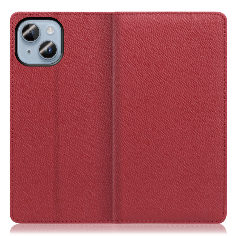 LOOF CASUAL Series iPhone 14 用 [レッド]シンプル 手帳型ケース カード収納 幅広ポケット ベルトなし