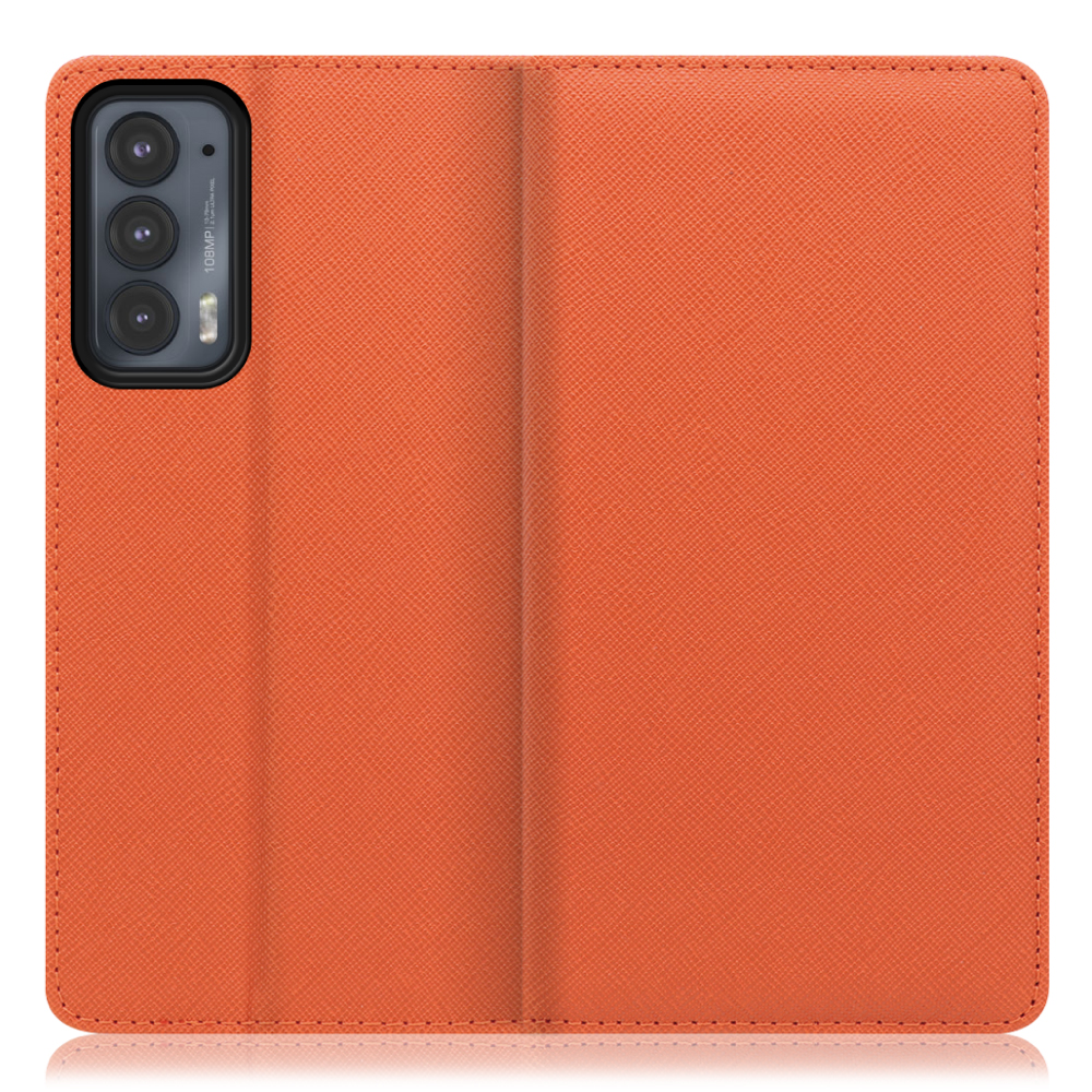 LOOF Casual Series motorola edge 20 [オレンジ] シンプル 手帳型ケース カード収納 幅広ポケット 傷に強い ベルトなし