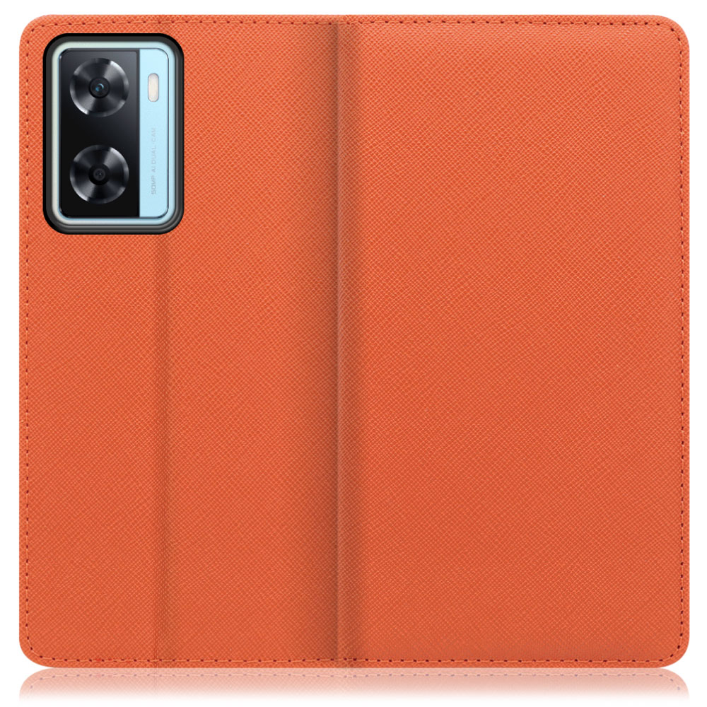 LOOF Casual Series OPPO A77 オッポ 用 [オレンジ] シンプル 手帳型ケース カード収納 幅広ポケット ベルトなし
