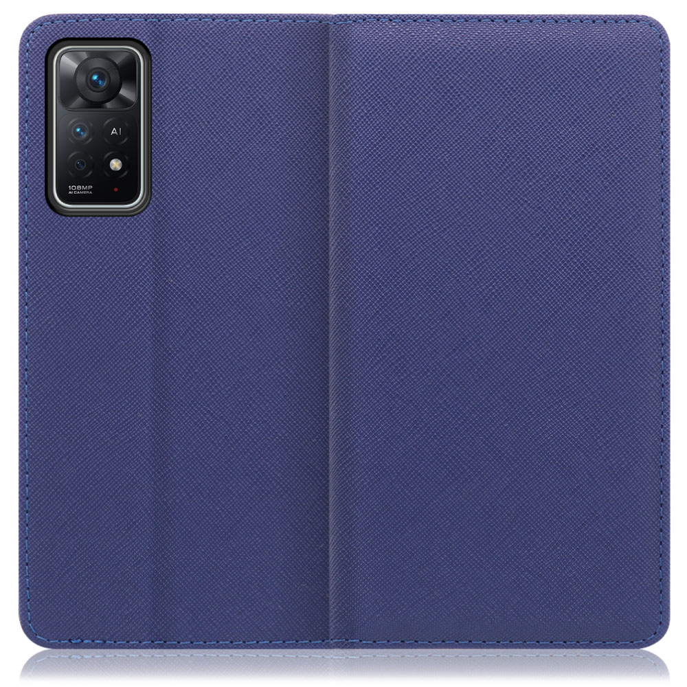 LOOF Casual Xiaomi Redmi Note 11 Pro 5G 用  [ネイビー] シンプル 手帳型ケース カード収納 幅広ポケット ベルトなし